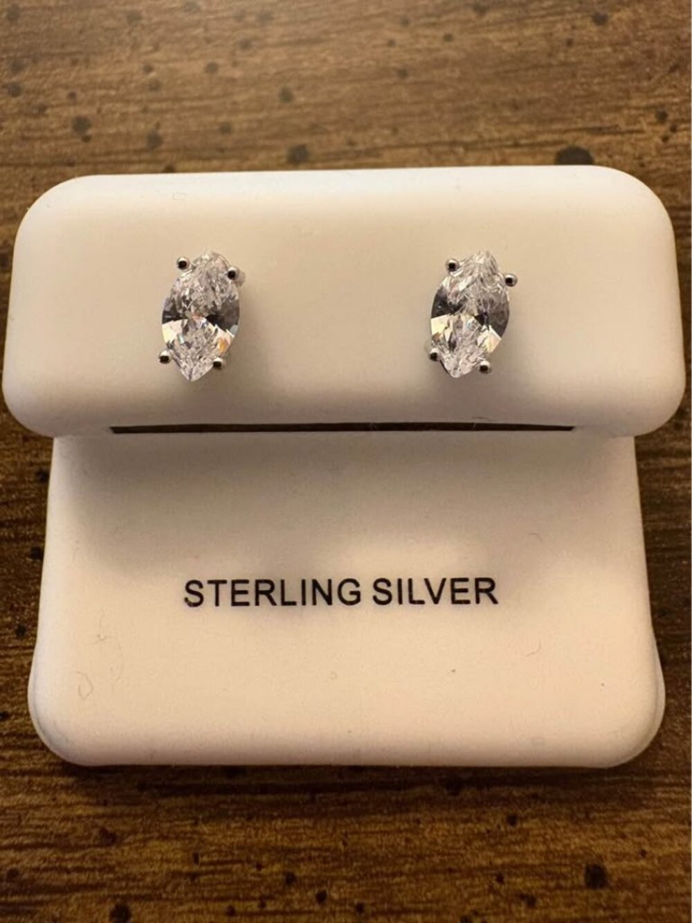 Marquise Cut Sterling Silver Stud Earrings
